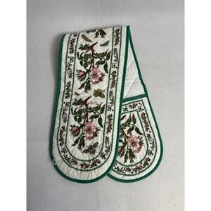Vintage Portmeirion Botanic Garden Double Oven Mitt Rosa Canina Floral Green